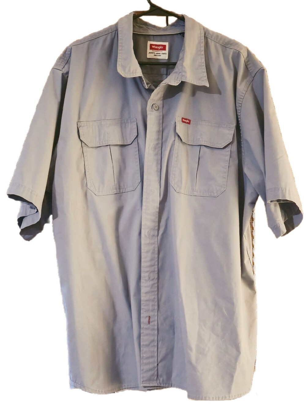 Wrangler Men's Short Sleeve Work Shirt - Light Blue Sizs 2XL POLY COTTON